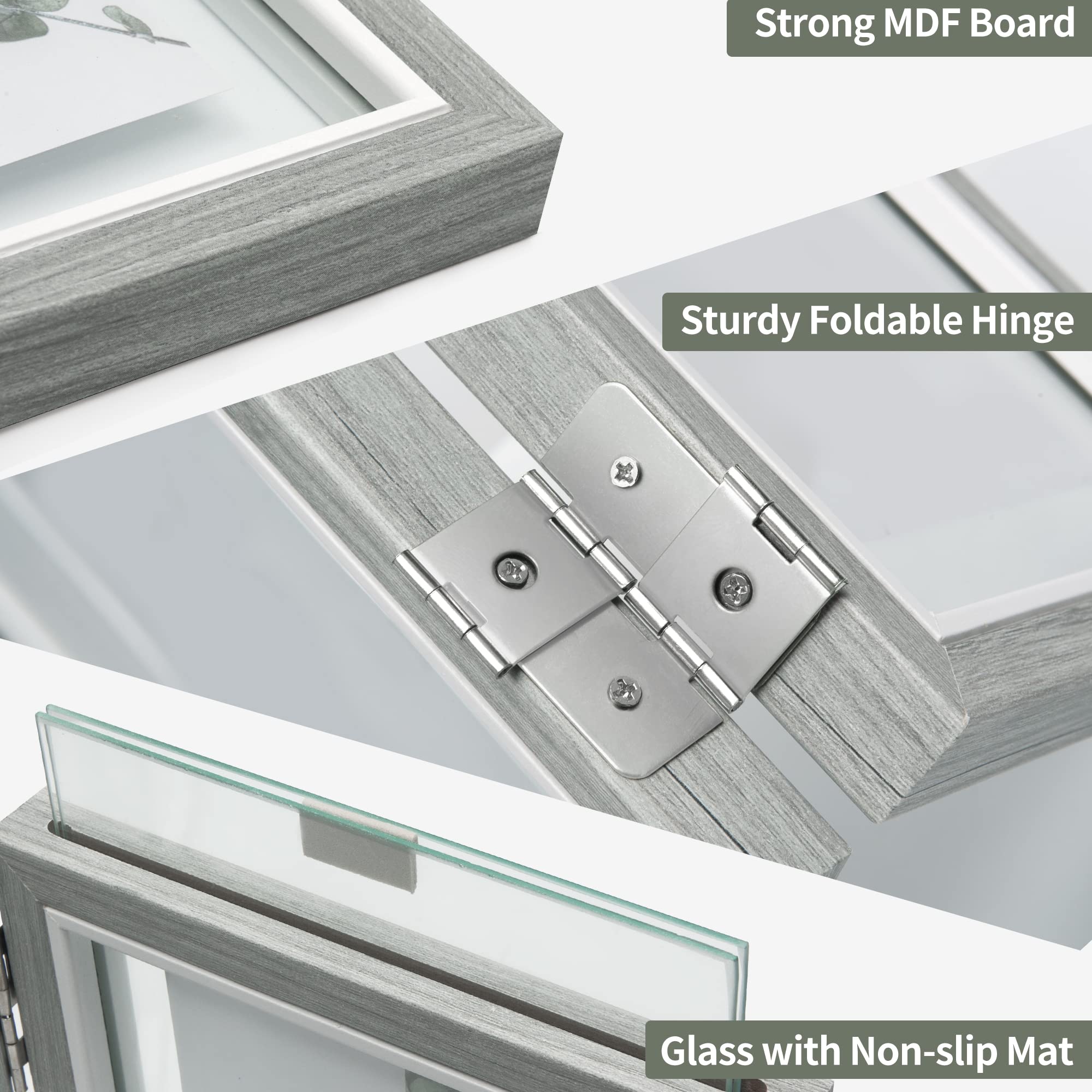 Afuly 7x5 Photo Frames Collage for Wall Multiple Picture Frames fit 6x4, 5x3, 3x3.5 Photo Grey Floating Frame with Double Sided